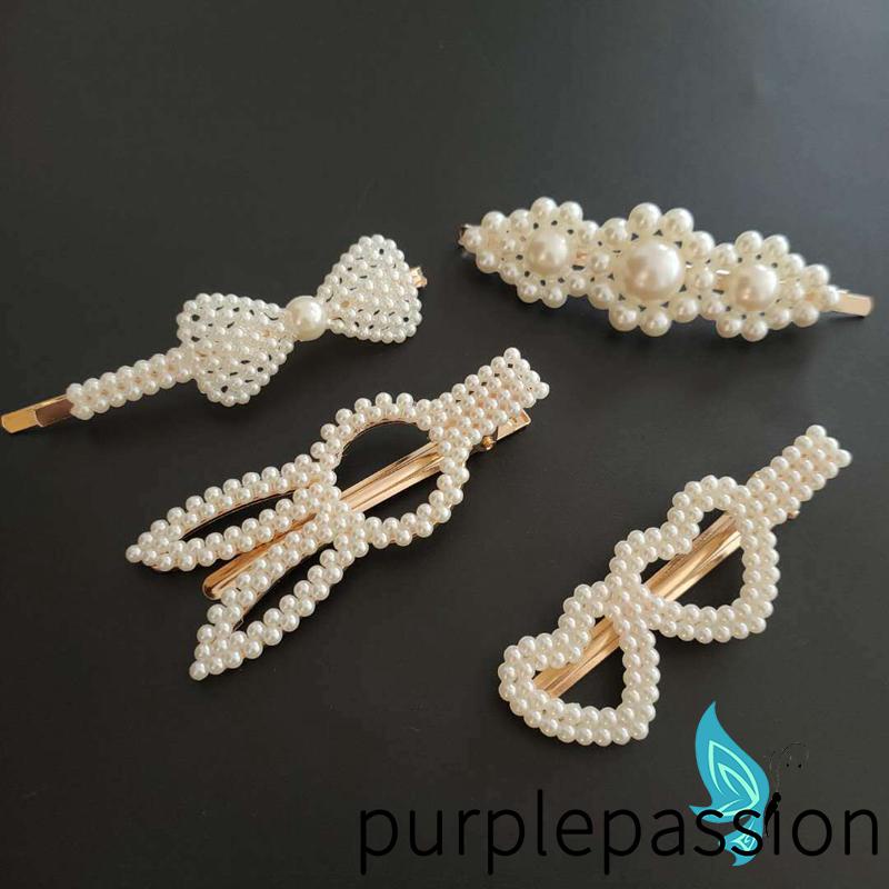 Kẹp Tóc Đính Ngọc Trai Nhân Tạo Phong Cách Công Chúa Ngọt Ngào Lãng Mạn Cho Bé Gái