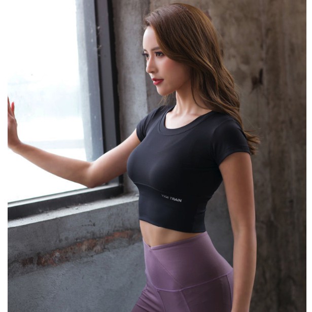 Áo Thun Tập Gym Yoga Cạp Cao, Lưng Trần Khoét Cách điệu Sang chảnh và Tinh tế A19