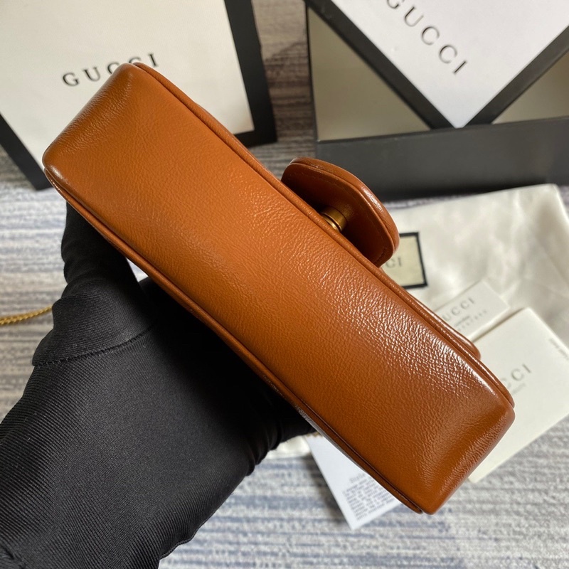 Túi đeo chéo nữ Gucci Marmont GC da thật cao cấp phiên bản màu nâu mới hàng vip 1-1