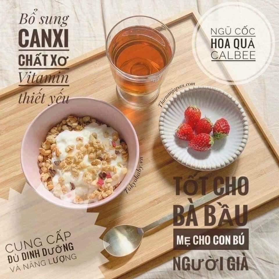 Ngũ cốc Calbee GIẢM 25% Đường Ăn kiêng giảm cân Nhật Bản Gói Trắng 600g