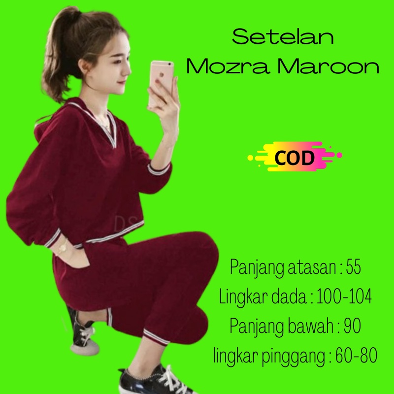 One set áo hoodie và quần dài màu trơn thanh lịch phong cách Hàn Quốc cho nữ