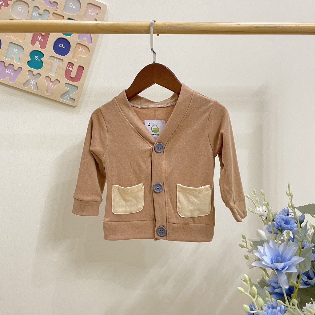 Áo khoác Cotton len mỏng nhẹ cho bé, áo khoác Cardigan cho bé trai và bé gái từ 6-19kg