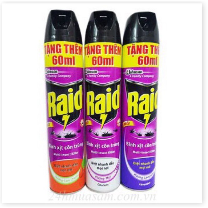 (Combo) 3 bình xịt côn trùng Raid 600ml TẶNG 10%(660ml) Điện Gia Dụng Bảo Minh - Điện Gia Dụng Bảo Minh