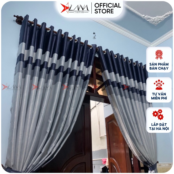 Rèm cửa may sẵn nhiều kích thước chất gấm dệt 3 lớp cản nắng, chất mềm, màu sang trọng