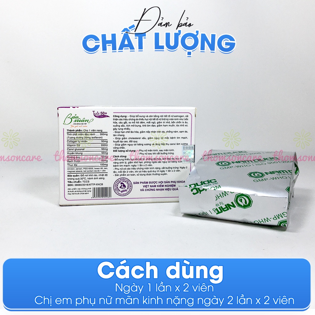 Bảo xuân tím tuổi 50 +, hỗ trợ cân bằng nội tiết tố cho tuổi mãn kinh hộp 30 viên