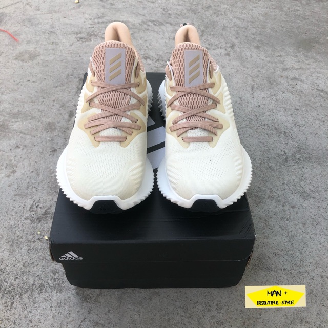 Giày thể thao Alphabounce Beyond trắng sữa quai tím, giày chạy bộ, tâp gym ... dành cho nam nữ, full box