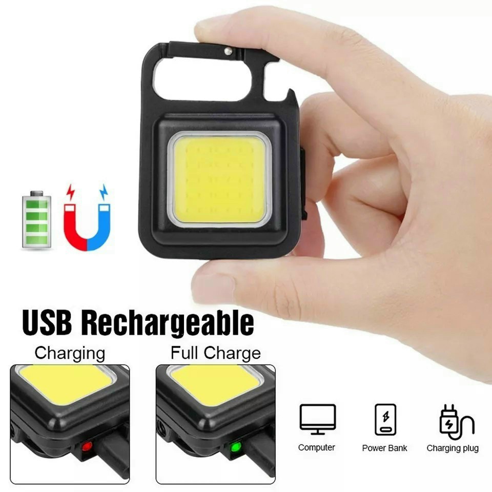 Đèn Led COB Mini Đa Năng, Tích Hợp Móc Khoá+ Đồ Khui Bia, Sạc USB Tiện Dụng