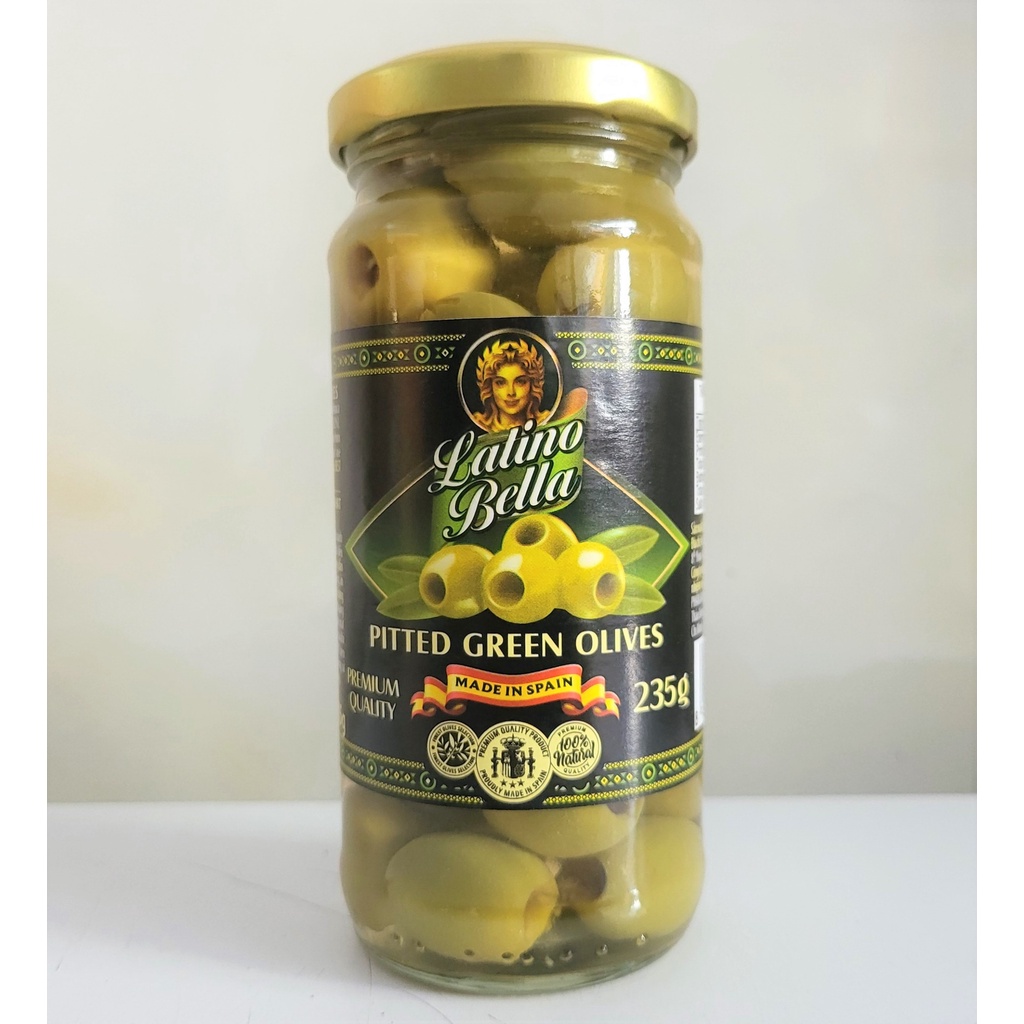 [Lọ 235g] TRÁI Ô LIU XANH TÁCH HẠT [Spain] LATINO BELLA Pitted Green Olives (anm)