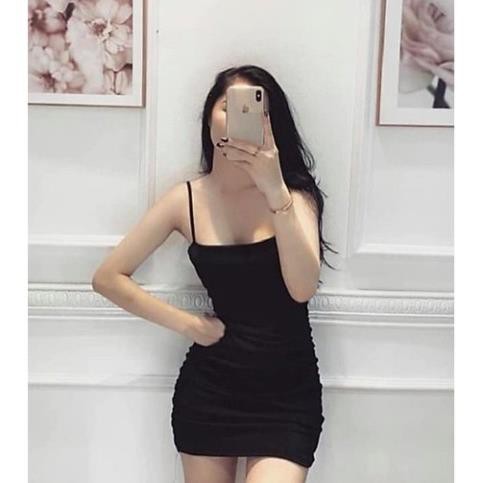 - Váy Thun Hai Dây Bóp Eo Nữ - Đầm body dáng ôm sexy co giãn nhiều màu ྇ ་