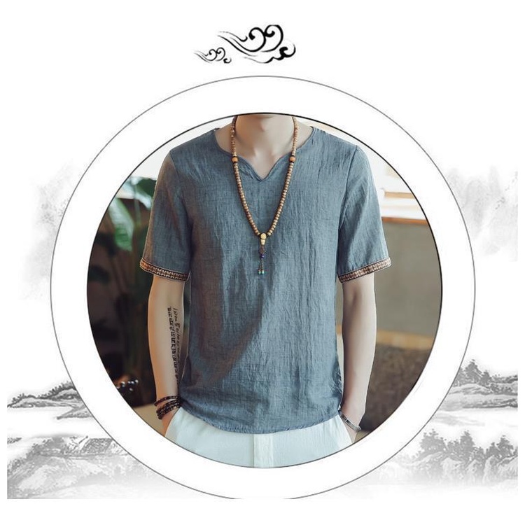 Áo Sơ Mi Cotton Lanh Ngắn Tay Phong Cách Thái Lan Thời Trang Mùa Hè Cho Nam