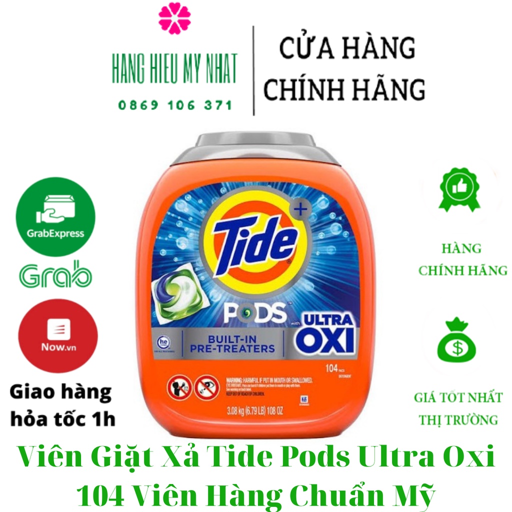 Viên Giặt Xả Tide Pods Ultra Oxi 104 Viên Hàng Chuẩn Mỹ