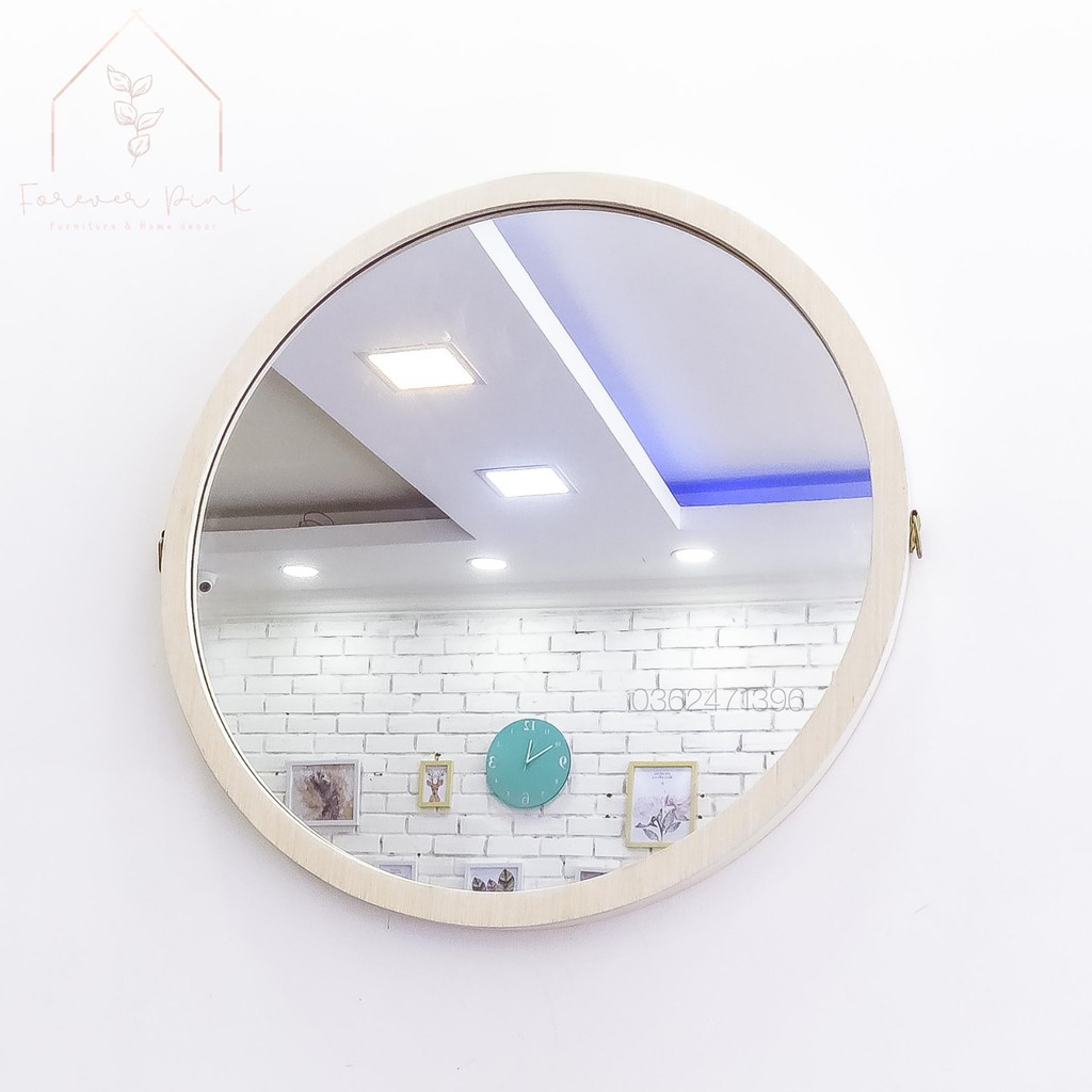 Gương Tròn Treo Tường Khung Gỗ - Mirror Circle 50 - Hàng Xuất Khẩu Nhật - Forever Pink