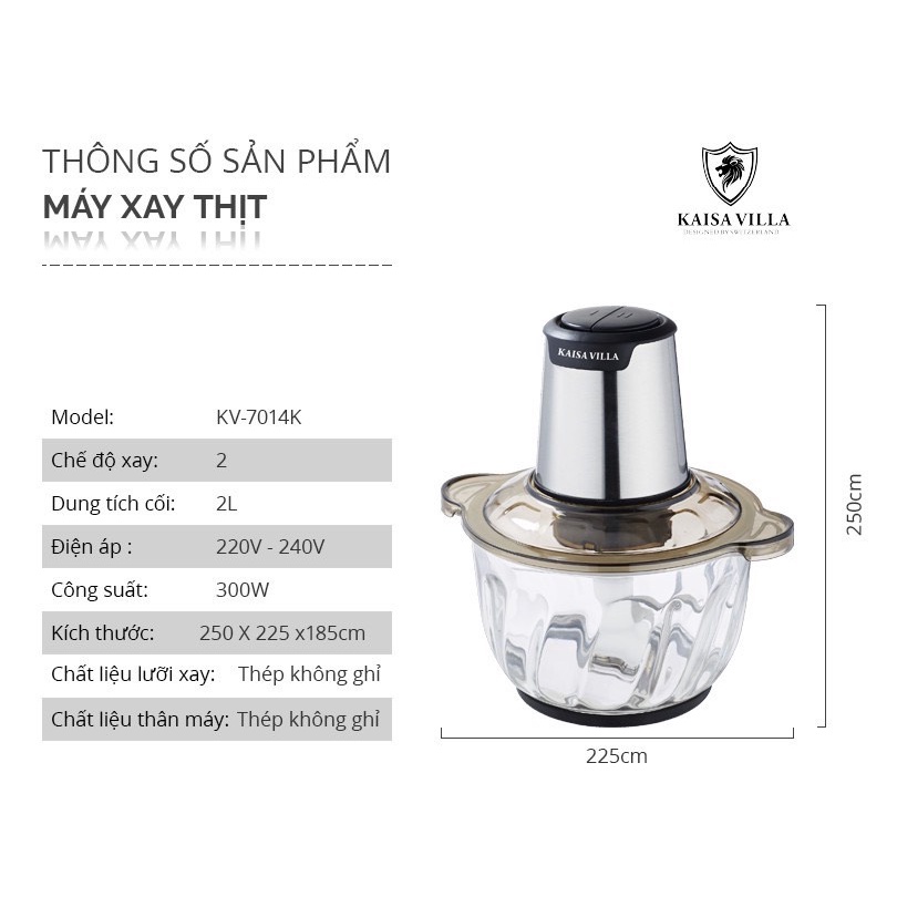Máy Xay Thịt, Máy Xay Đa Năng Cối 2L inox Cầm Tay 2 Chế Độ 4 Lưỡi Dao Siêu Bền - Xay Thịt, Cá, Các Thực Phẩm - FreeShip