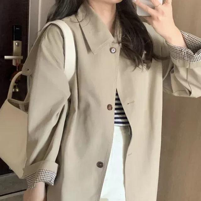 Áo Khoác Kaki Tay Dài Phong Cách Hàn Quốc Thời Trang Xuân Thu Hàng Mới 2021 Dành Cho Bạn Nữ