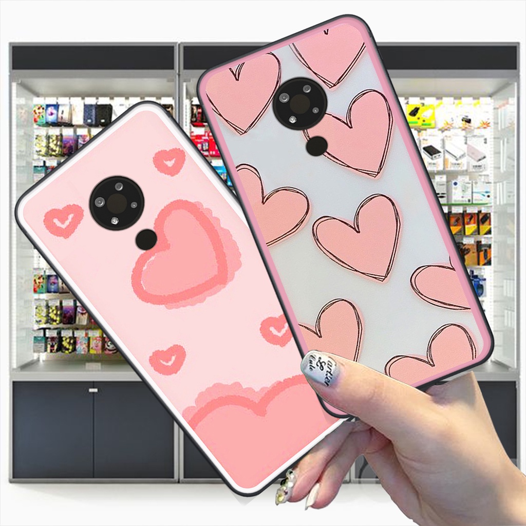 Ốp Nokia Nokia 3.4 / nokia 8.3 in hình trái tim caro đen trắng , hồng cute xinh xắn dễ thương