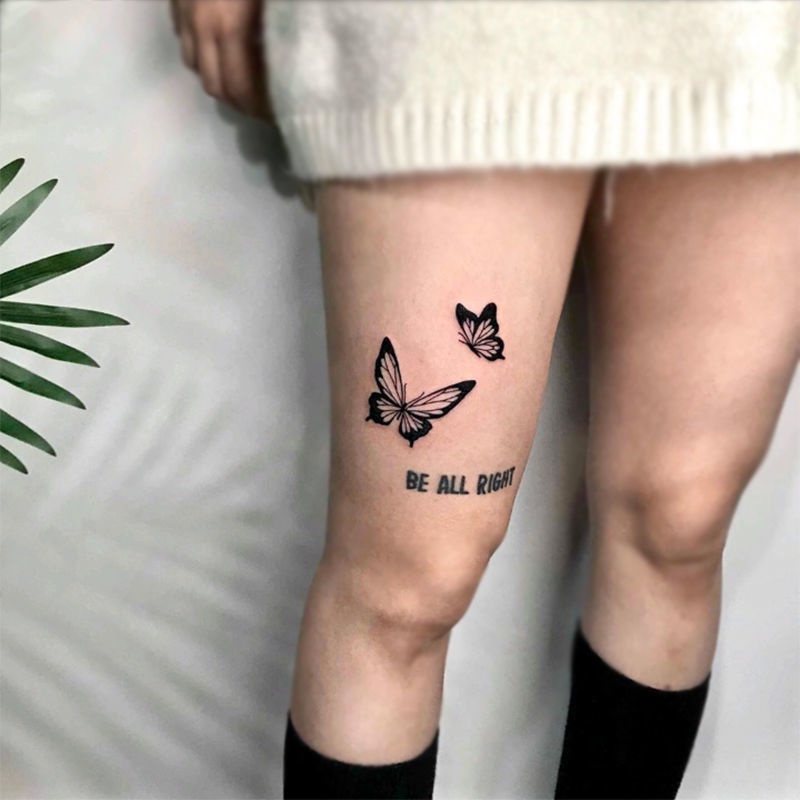 Hình Xăm Dán Tạm Thời Hình Bươm Bướm Màu Đen