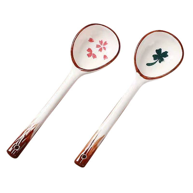 Thìa gốm sứ tròn ăn cơm in hình đáng yêu, muỗng sứ cao cấp trang trí bàn ăn – TUHUHOUSE