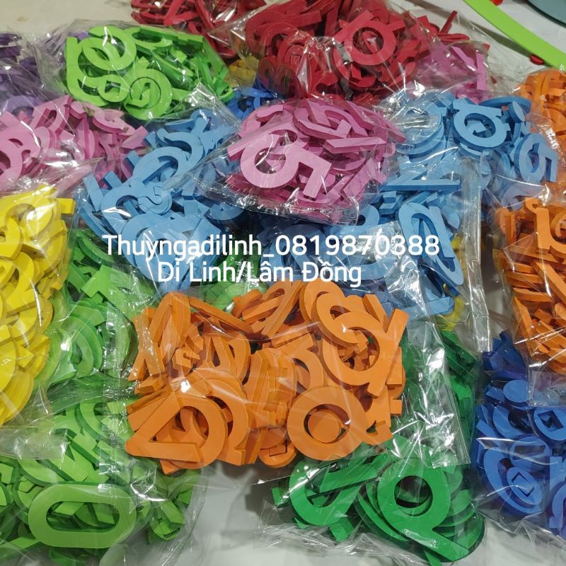Bộ 29 chữ cái và 10 chữ số mút xốp 5 ly cao 6cm mầm non