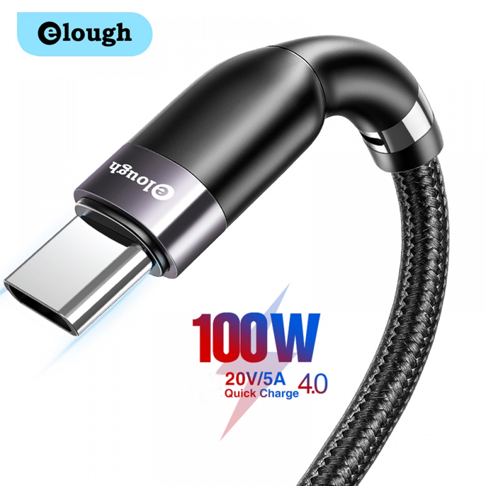 Dây cáp sạc nhanh ELOUGH 100w type c sang type c qc 3.0 pd 5a cao cấp thích hợp cho huawei samsung