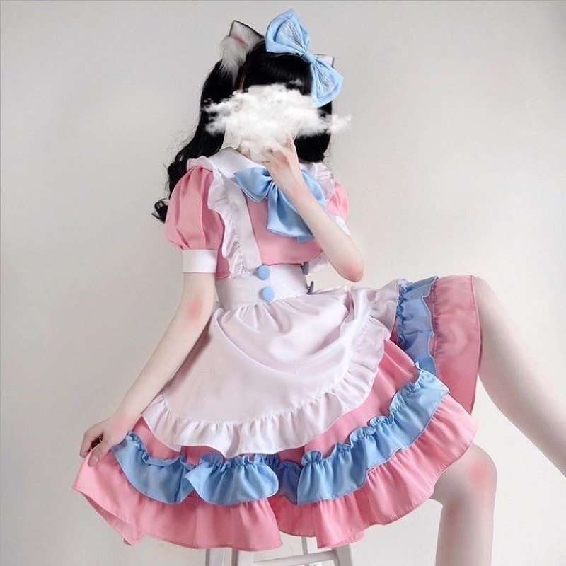 [Có sẵn] Maid Hồng Loli Gắn Tay Mèo Kèm Vớ