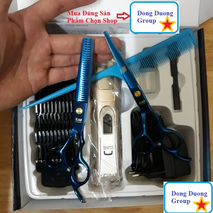 COMBO Bộ kéo cắt tóc nhật bản + Tông đơ cắt tóc trẻ em gia đình salon KM5017