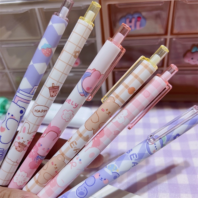 Bộ 6 Cây Bút Mực Đen Kiểu Dáng Đáng Yêu Dành Cho Học Sinh