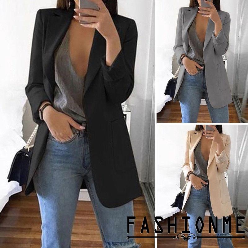 Áo khoác vest màu trơn thiết kế đơn giản thanh lịch cho nữ | BigBuy360 - bigbuy360.vn