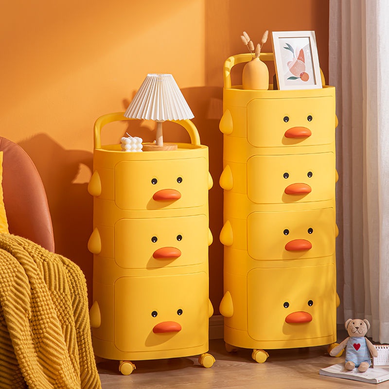 Hộp Đựng Đồ Chơi Trẻ Em Hình Vịt Vàng Nhỏ Có Thể Đẩy Bằng Tay