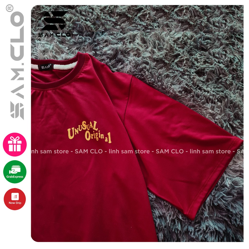 Áo thun tay lỡ nam nữ SAM CLO phông form rộng Unisex, mặc lớp, nhóm, cặp in chữ UNUSUAL original