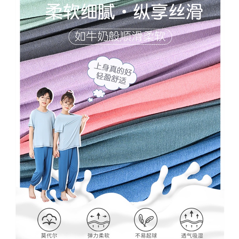 Bộ Đồ Ngủ Mặc Nhà Vải Cotton Tay Ngắn Thời Trang Xuân Hè Cho Bé 100-160cm