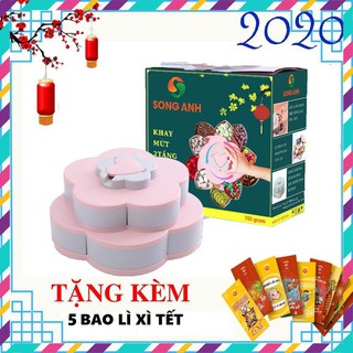 Hộp đựng bánh bánh mứt Tết, hộp đựng mứt tết bằng nhựa lúa mạch tặng kèm 5 lì xì Phát Tài Lộc