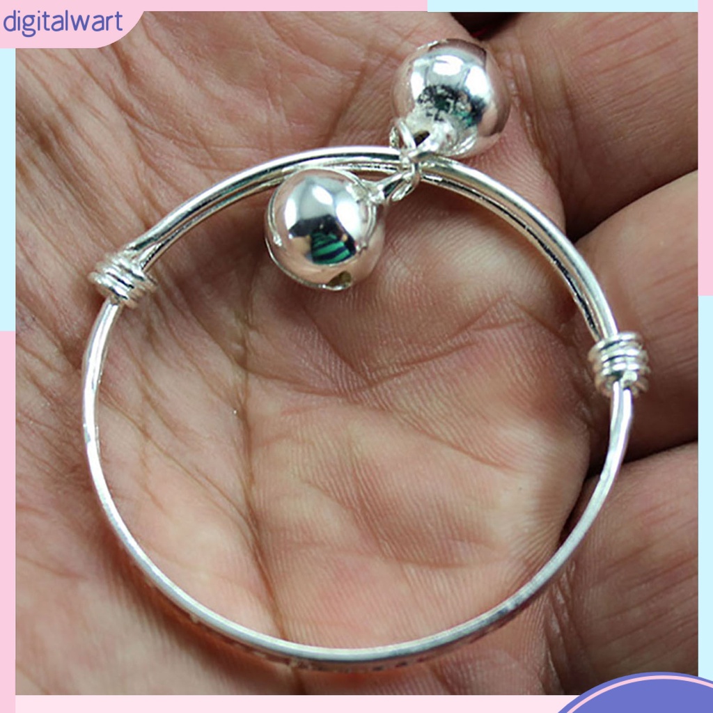 Set 2 vòng tay bạc đính chuông dễ thương dành cho bé