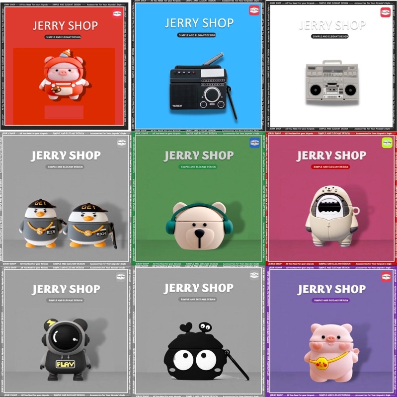 Vỏ ốp case bảo vệ bao đựng tai nghe không dây bluetooth 1/2/Pro chống va đập - Jerry Shop