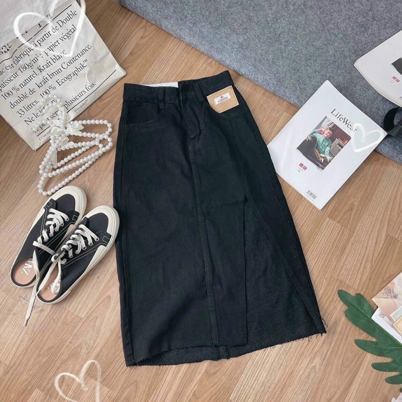 (KÈM ẢNH THẬT) CHÂN VÁY JEANS MIDI XẺ ĐÙI | BigBuy360 - bigbuy360.vn