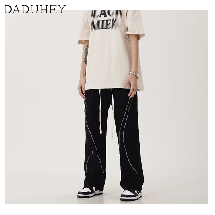 DaDuHey Autumn American Loose Zipper Overalls Fashion Brand Drawstring Straight Casual Pants