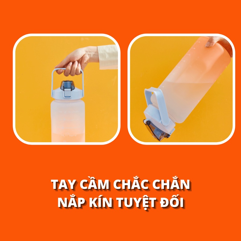 Bình nước cho vdv bóng bàn 2 lít có chia vạch và giờ nhắc nhở uống nước đúng thời gian