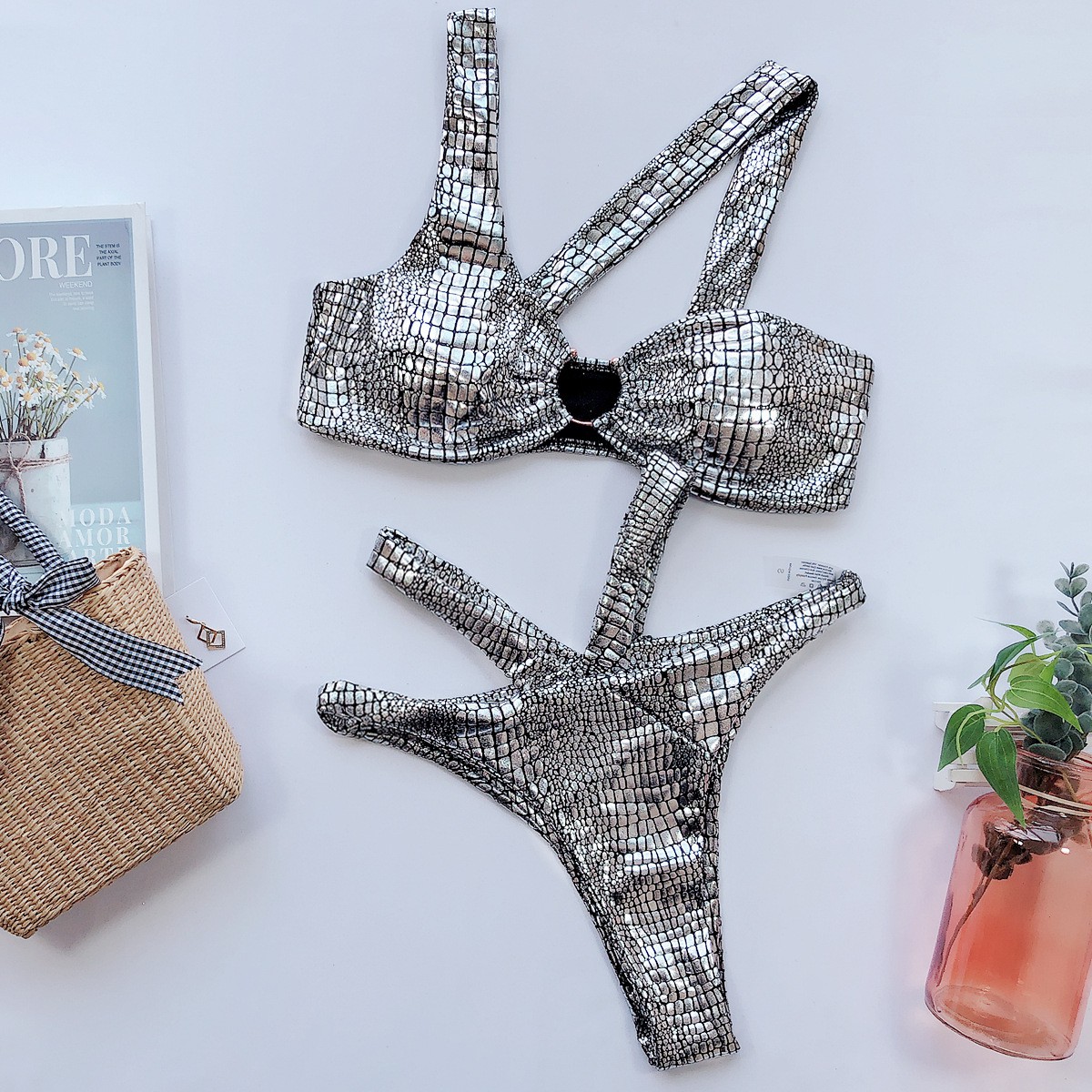 Bộ Bikini Hai Mảnh Họa Tiết Da Rắn Gợi Cảm Cho Nữ | BigBuy360 - bigbuy360.vn