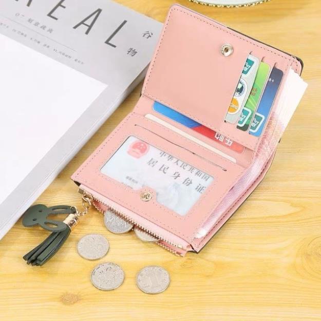 Ví nữ ngắn phối ba màu PN32 mini tam thể