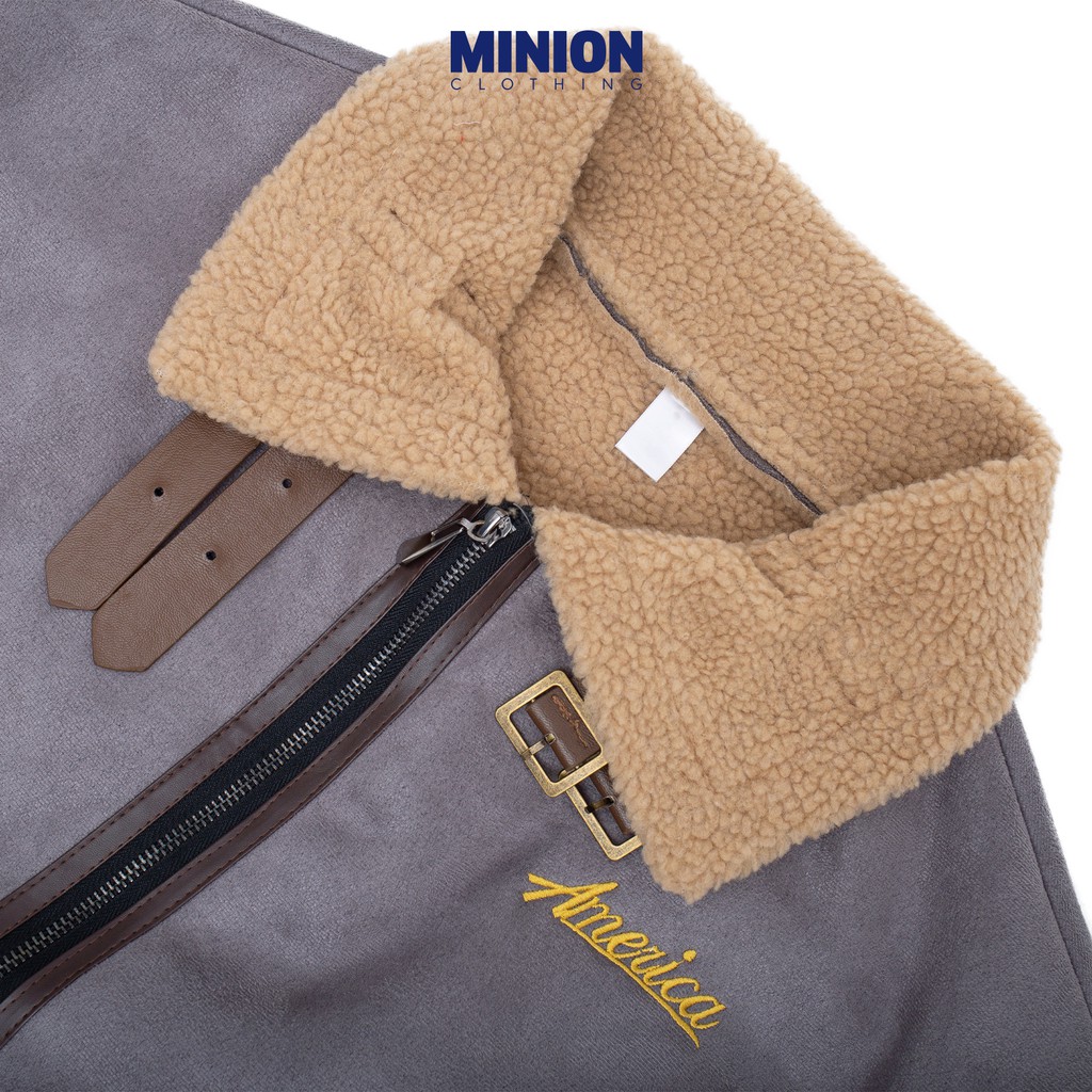 Áo khoác da lộn Minion Clothing form rộng, cổ bông, phong cách Streetwear Ulzzang A2842 | BigBuy360 - bigbuy360.vn