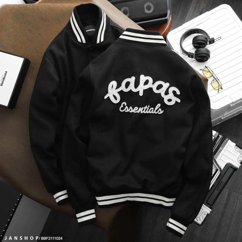 Áo Khoác Nỉ 2 Lớp Unisex Kiểu Bomber Thêu Logo Bapas Cực Hot, Mặc Ấm U8292