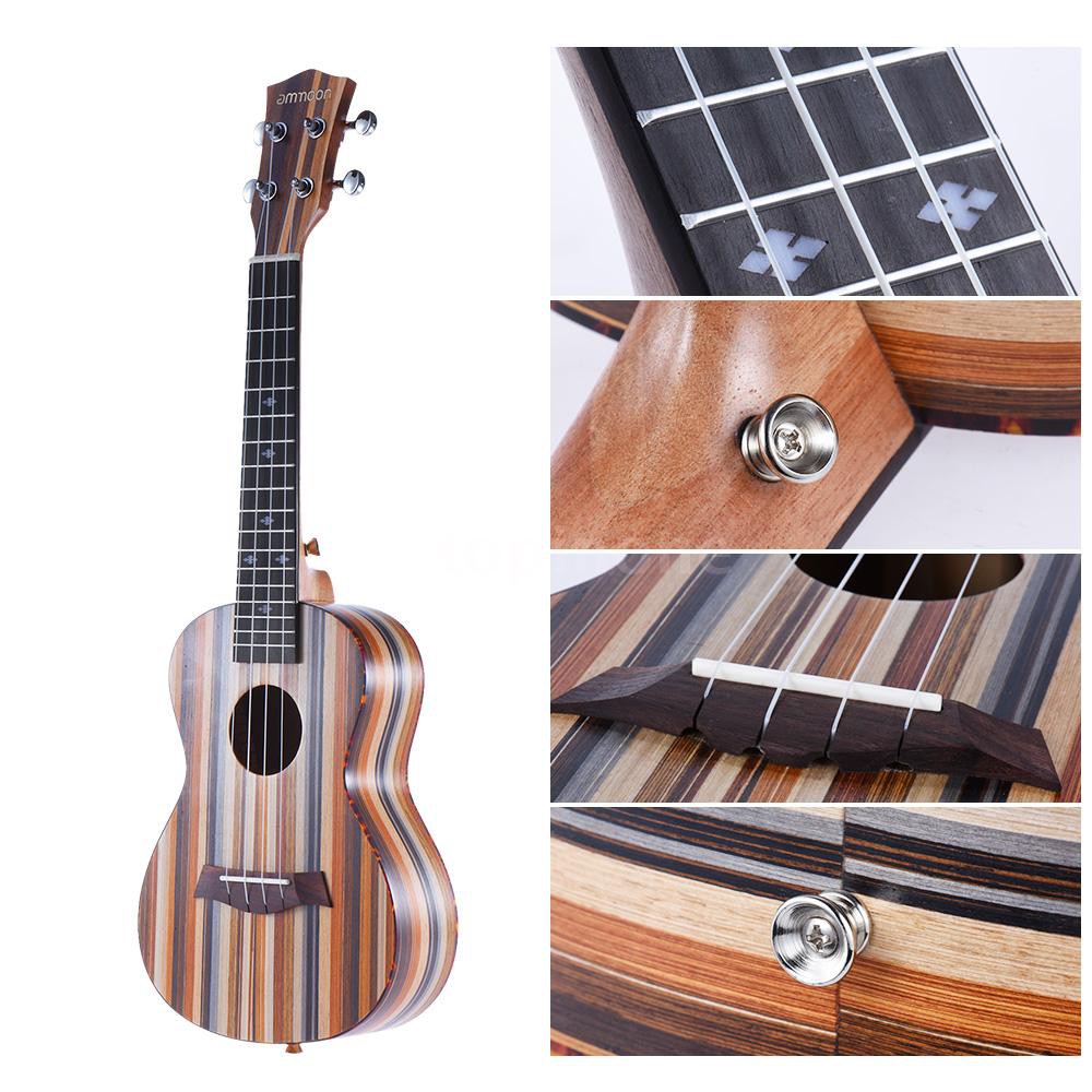 Đàn ukulele 24" 4 dây chất liệu gỗ kẻ sọc thời trang