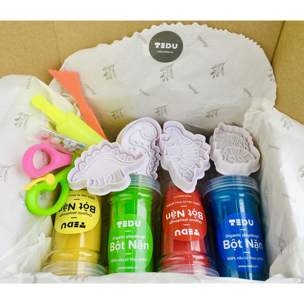 Combo bột nặn đất nặn an toàn TEDU quà tặng 179 - Khủng long vây kiếm