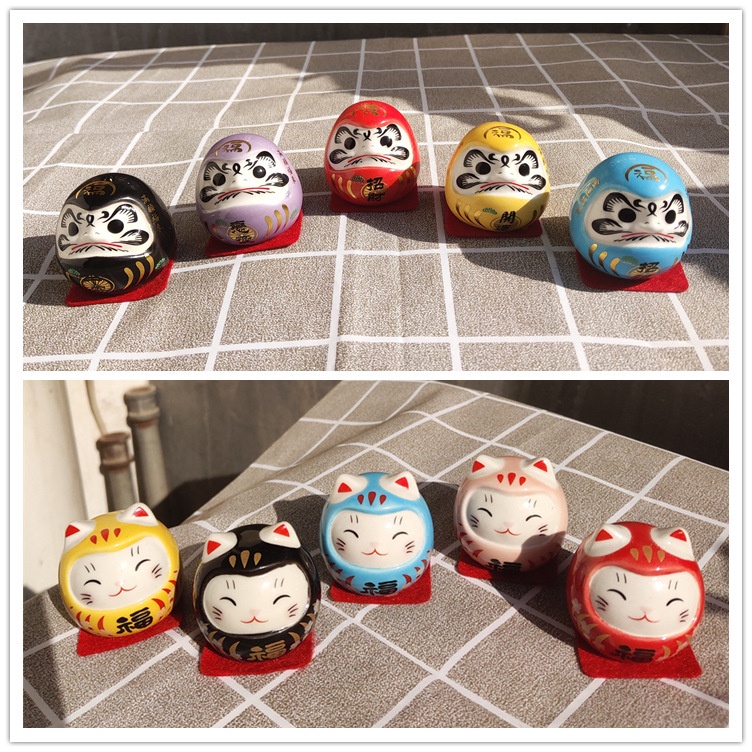 (Hàng Sẳn TP.HCM) Gốm Sứ trang tri xe hơi,phòng khách, Búp bê may mắn Nhật Bản Daruma 5cm
