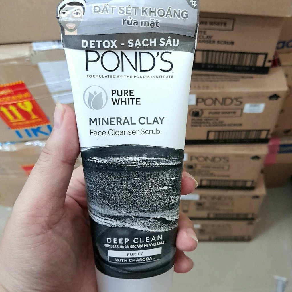 Sữa rửa mặt đất sét khoáng detox sạch sâu dạng hạt Pond's Pure white 90g | BigBuy360 - bigbuy360.vn