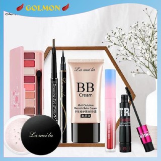 Floop Bộ trang điểm cá nhân LAMEILA 7 món tiện lợi Kem BB, Phấn phủ, Phấn mắt, Mascara, Chì kẻ mày, Bút kẻ mắt, Son lì