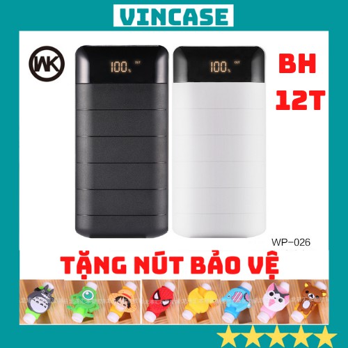 ⚡Pin Khủng⚡ Sạc Dự Phòng WK-WP 026 Dung Lượng 20.000 Mah Sạc Siêu Nhanh,Sạc 1 Lúc 2 Thiết Bị,Bảo Hành 12 Tháng-Vincase