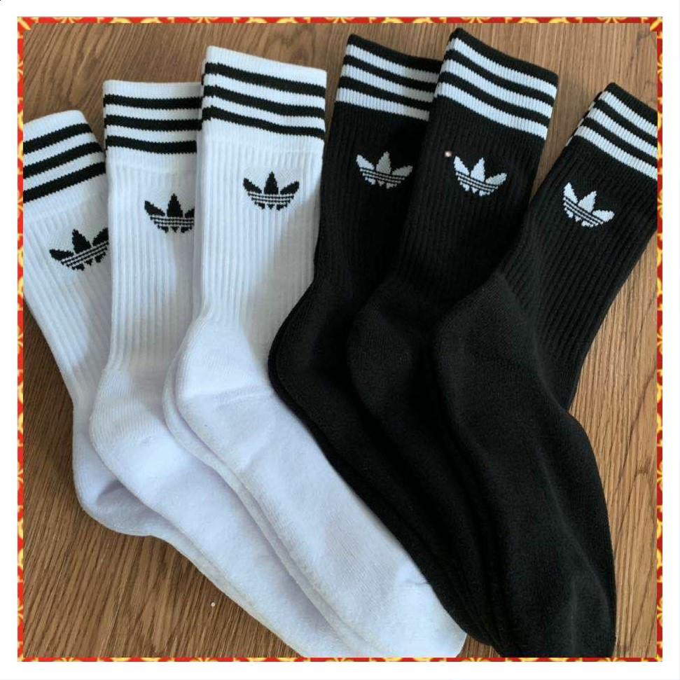 Tất Adidas 3 sọc cổ 19cm 💥RẺ VÔ ĐỊCH💥Tất Dệt Kim Cao Cấp, Hàng Unisex, phong cách thể thao 2 màu Trắng Đen