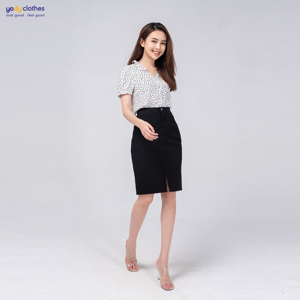 Chân váy ôm nữ YODY kaki dáng dài xẻ tà mềm mịn, thấm hút tốt CJN4060 | BigBuy360 - bigbuy360.vn