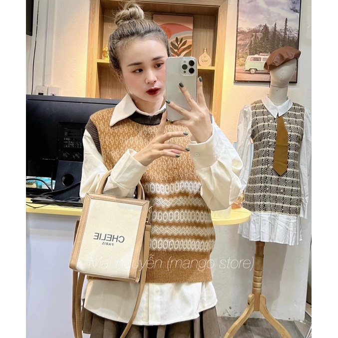 ÁO LEN GILE NỮ THỔ CẨM ÁO GILE THỔ CẨM VINTAGE LOẠI 1