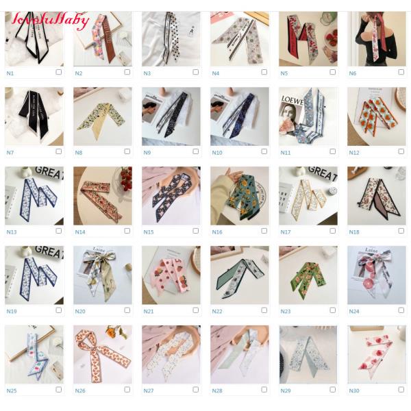 [44 styles]Khăn Buộc Tóc Dài Vải Lụa Kẻ Sọc Cho Nữ